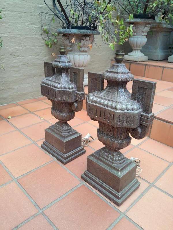 A 20th Century Pair  of Carved Stone Lamps