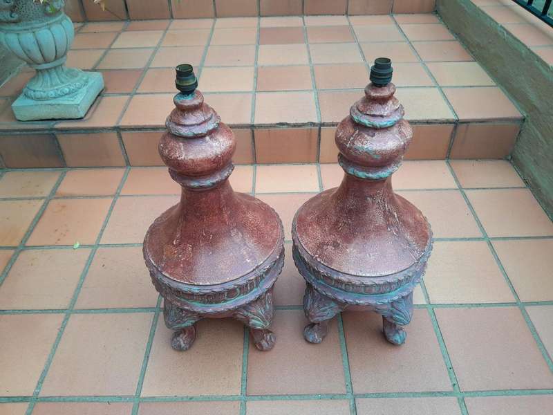 A 20th Century Pair of Solid Stone Table Lamp Bases