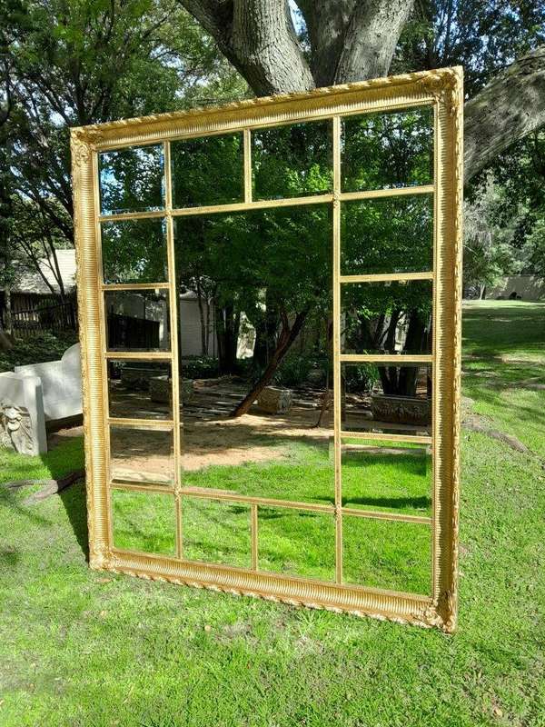 A Custom-made for The Crown Collection Bevelled Mirror in a Hand-made and Gilded with Gold Leaf W...