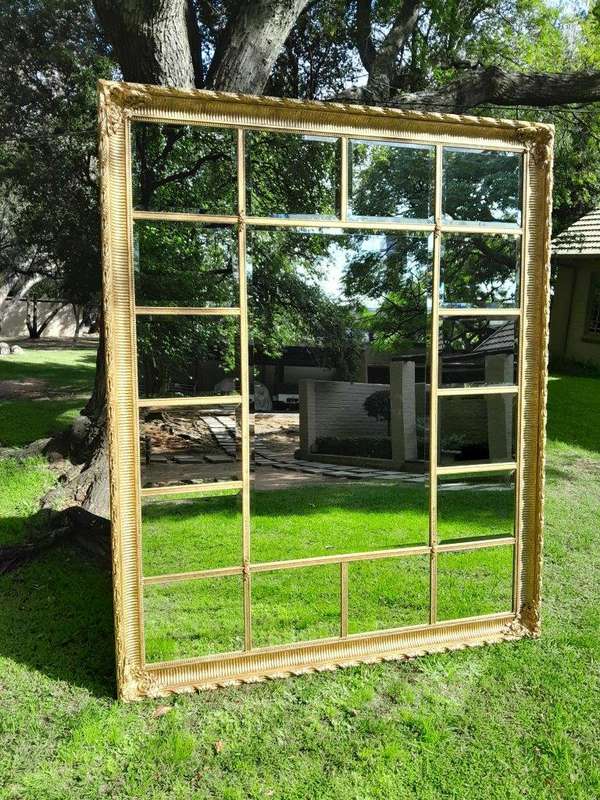 A Custom-made for The Crown Collection Bevelled Mirror in a Hand-made and Gilded with Gold Leaf W...