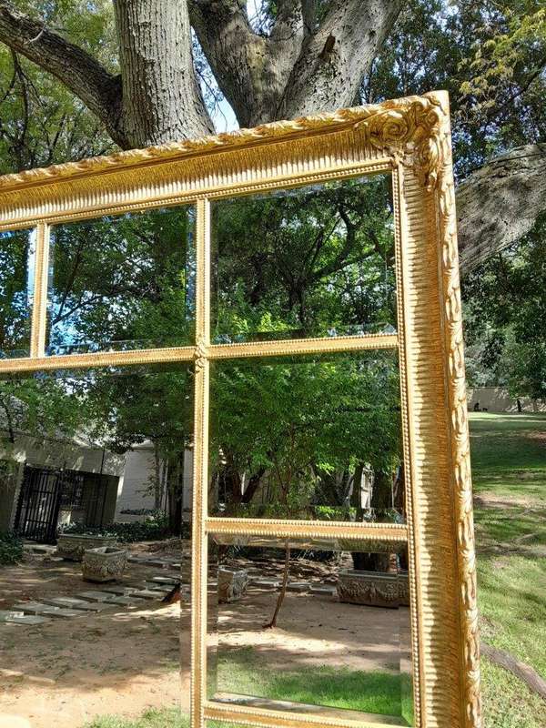 A Custom-made for The Crown Collection Bevelled Mirror in a Hand-made and Gilded with Gold Leaf W...