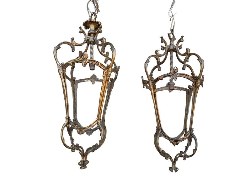 A Set of Two 20th Century Brass Lanterns