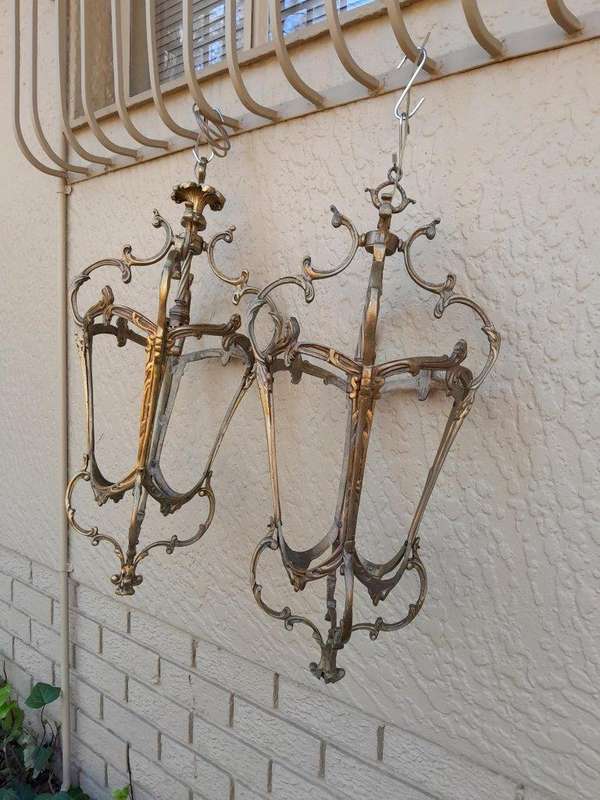 A Set of Two 20th Century Brass Lanterns