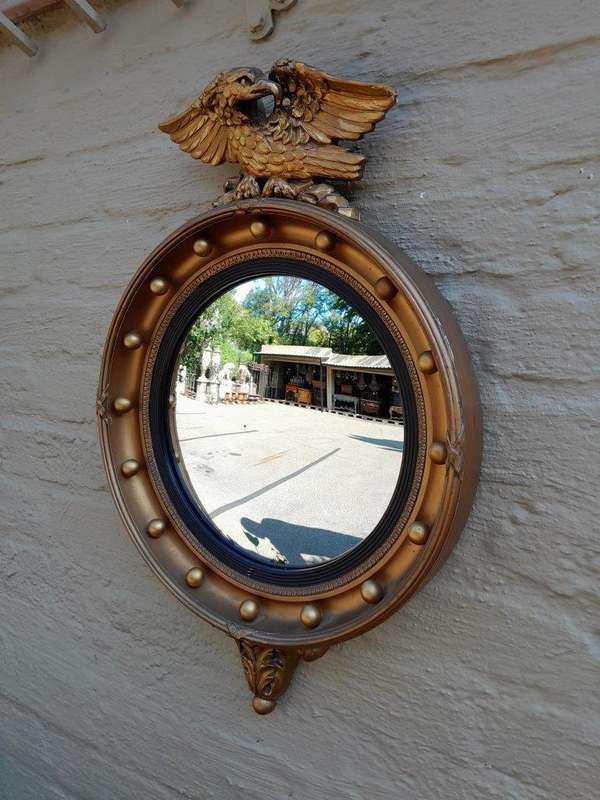 A 20th Century Regency Style Giltwood Convex Mirror