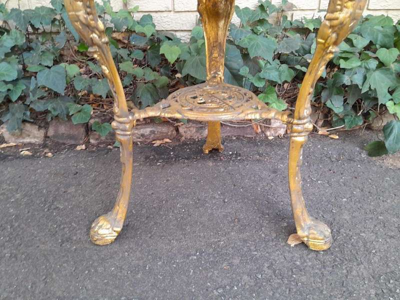 A 19th Century Pair of Original Victorian Britannia  Cast Iron Pub Tables with Teak Wooden Tops ...