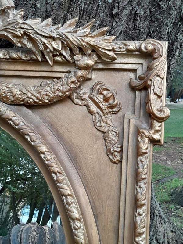 A French Rococo Style Ornately Carved and Gilded Bevelled Mirror