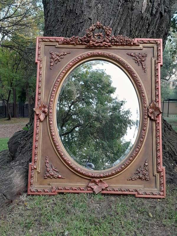 A French Rococo Style Ornately Carved and Gilded Bevelled Mirror