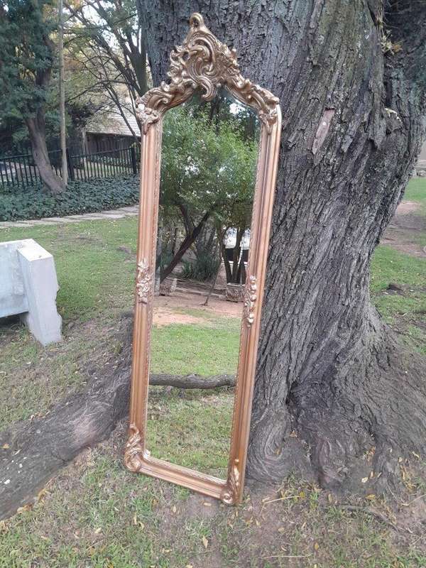 A French Rococo Style Ornately Carved and Gilded Bevelled Mirror