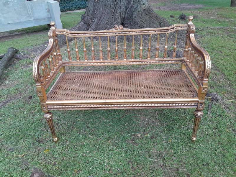 A 20th Century 3 Piece French Style Occasional Suite of a Settee and 2 Arm Chairs in Rattan