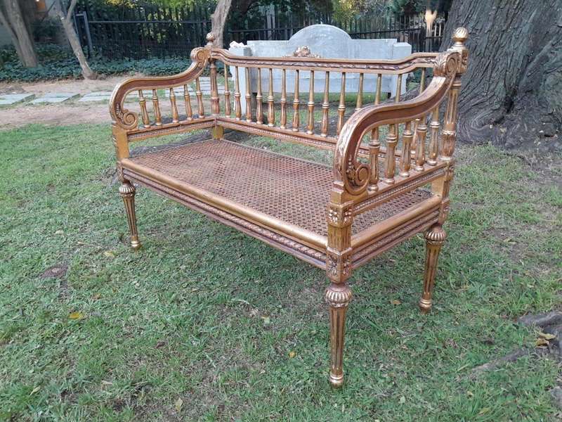 A 20th Century 3 Piece French Style Occasional Suite of a Settee and 2 Arm Chairs in Rattan