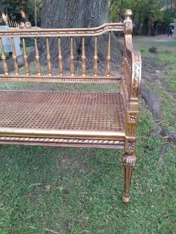 A 20th Century 3 Piece French Style Occasional Suite of a Settee and 2 Arm Chairs in Rattan