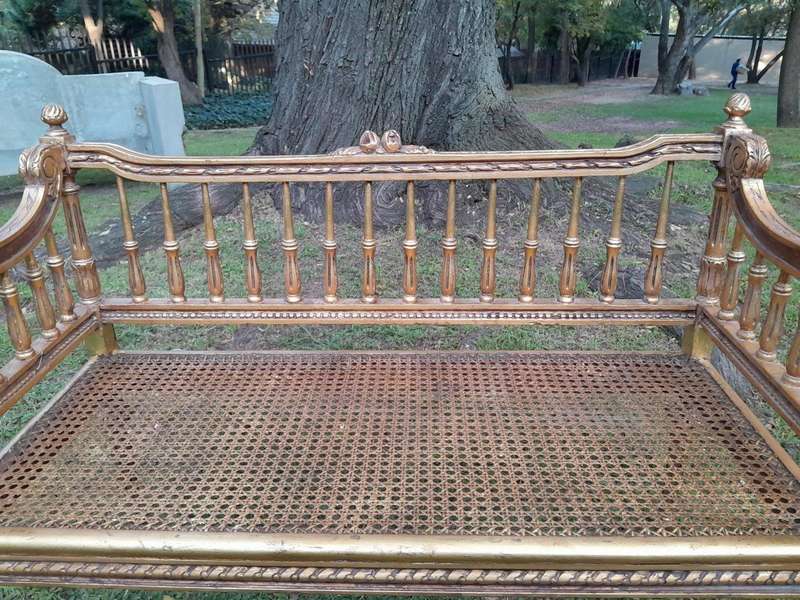 A 20th Century 3 Piece French Style Occasional Suite of a Settee and 2 Arm Chairs in Rattan