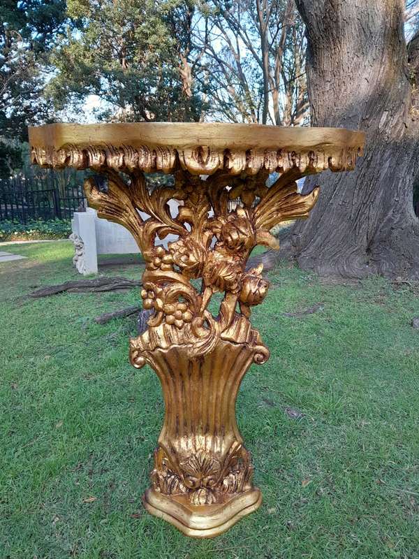 A Pair of Large French Style Carved and Gilded Wall Sconces Or Console Tables