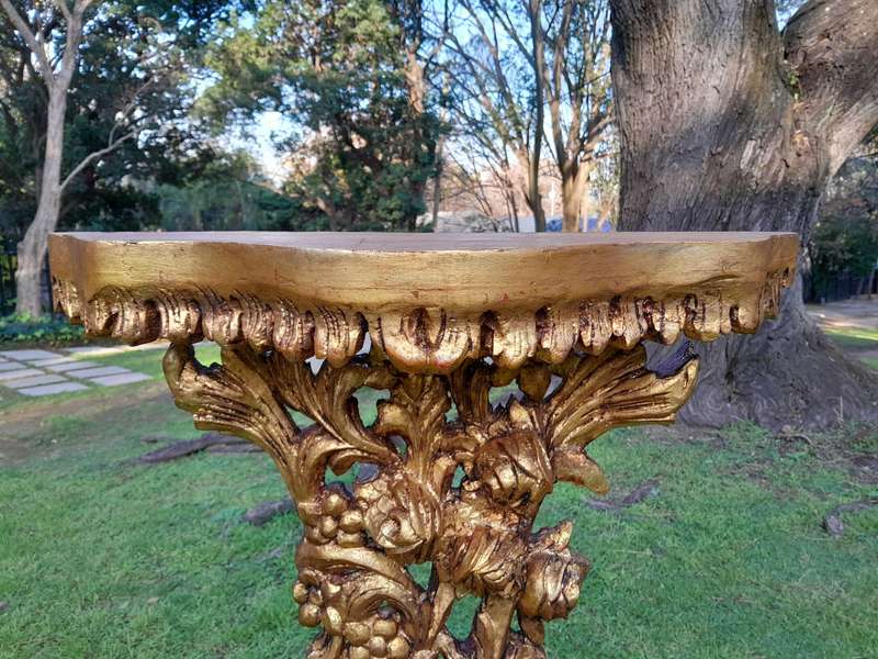 A Pair of Large French Style Carved and Gilded Wall Sconces Or Console Tables