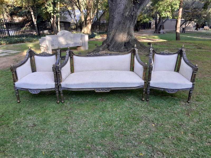 A 20th Century French Style Set of  A Pair of Armchairs and a Settee