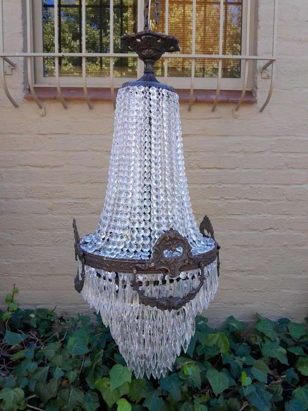 A French Empire Style  Brass & Crystal Chandelier