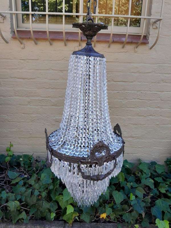 A French Empire Style  Brass & Crystal Chandelier