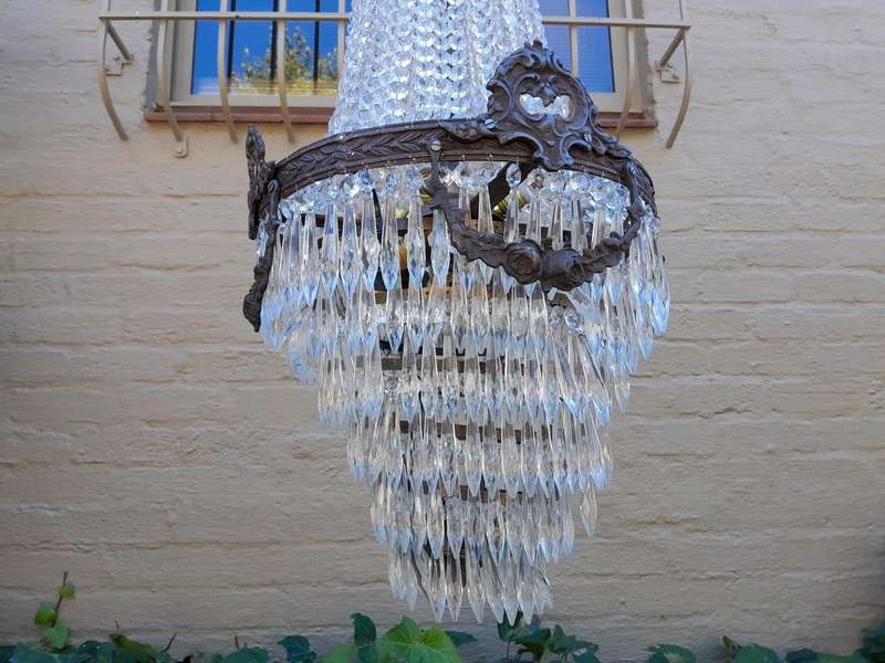 A French Empire Style  Brass & Crystal Chandelier