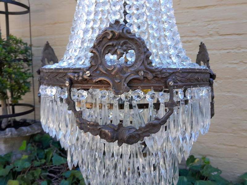 A French Empire Style  Brass & Crystal Chandelier