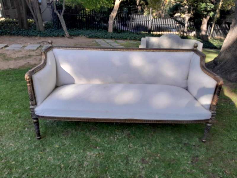 A French Louis XVI Style Large Carved Giltwood Settee
