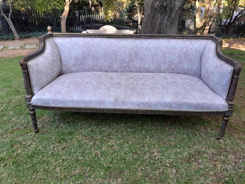 A French Louis XVI Style Large Carved Giltwood Settee