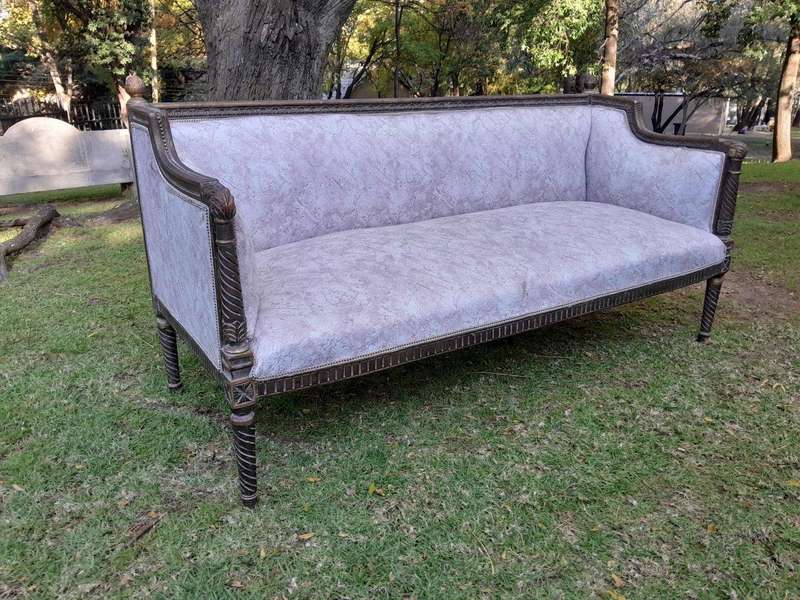 A French Louis XVI Style Large Carved Giltwood Settee