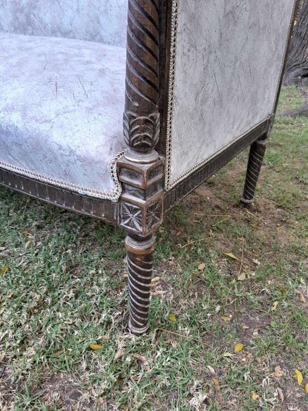 A French Louis XVI Style Large Carved Giltwood Settee