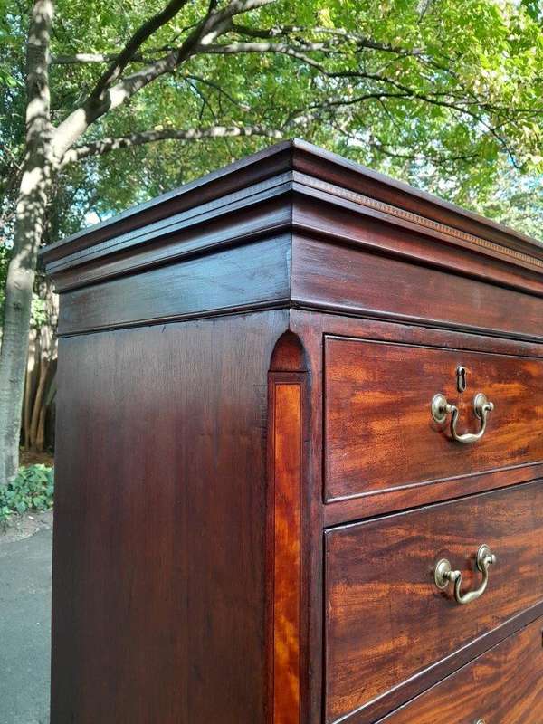 An 18th Century Georgian Mahogany Chest on Chest With Brass Handles