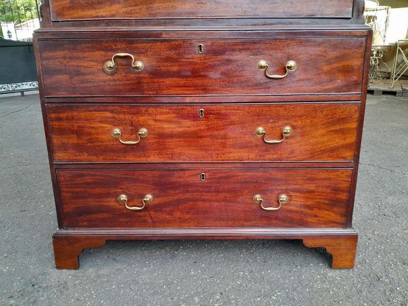 An 18th Century Georgian Mahogany Chest on Chest With Brass Handles