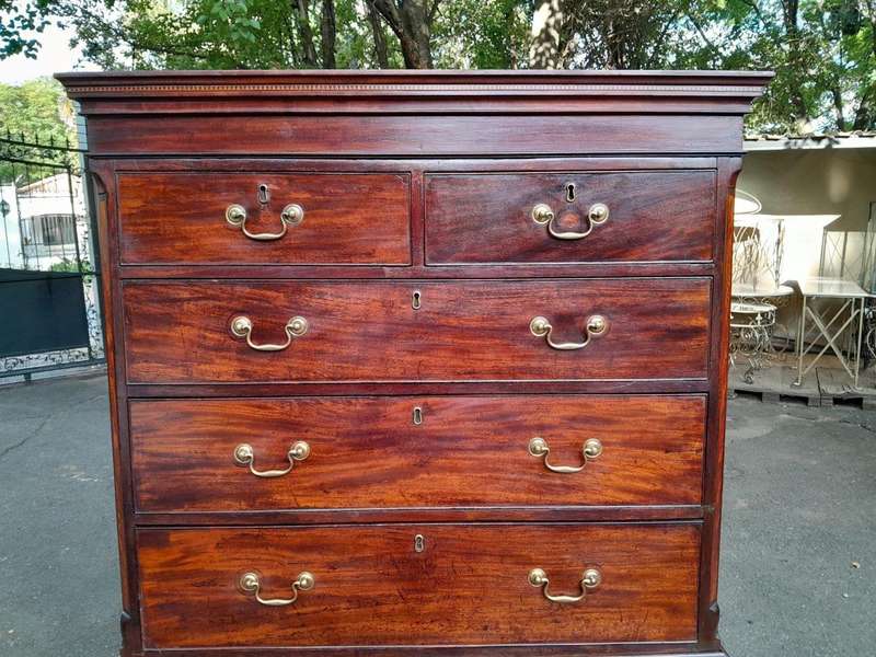 An 18th Century Georgian Mahogany Chest on Chest With Brass Handles