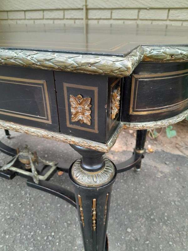 A Mid 19th Century Napoleon Boulle Ebonised Table  /  Desk with Drawer