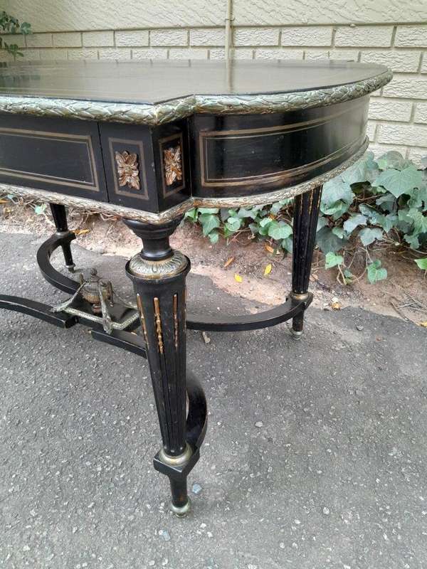A Mid 19th Century Napoleon Boulle Ebonised Table  /  Desk with Drawer