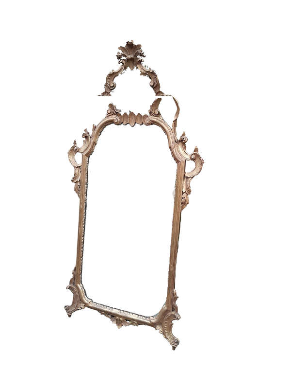 A 19th Century Rococo Style Ornately Carved Gilt Wood Mirror