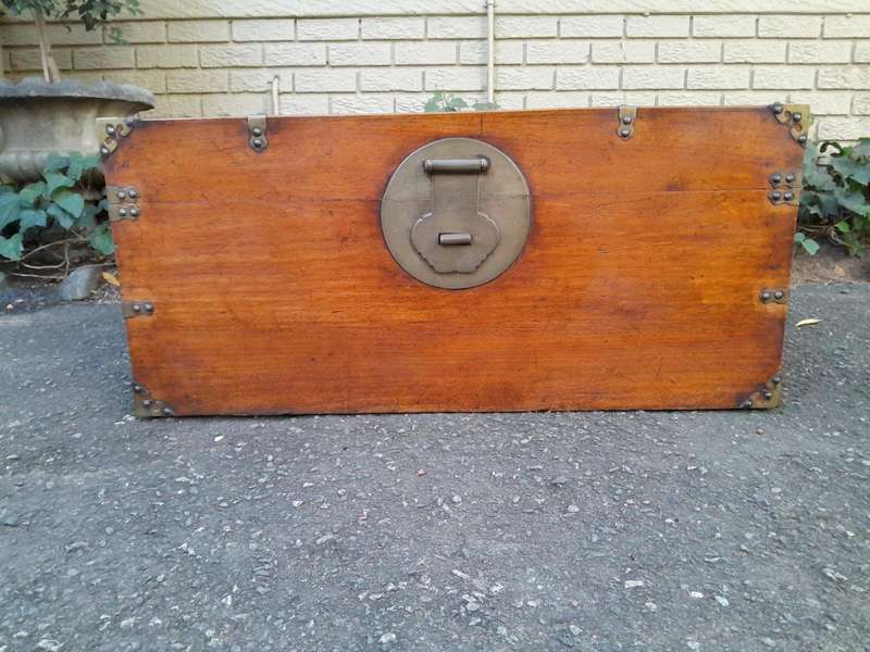 A 19th Century Chinese Brass Chest with Brass Handles