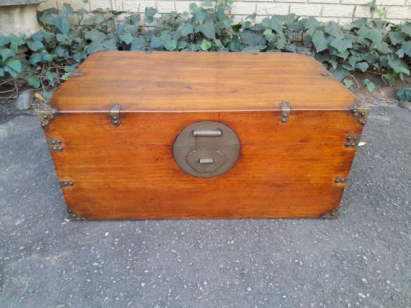 A 19th Century Chinese Brass Chest with Brass Handles