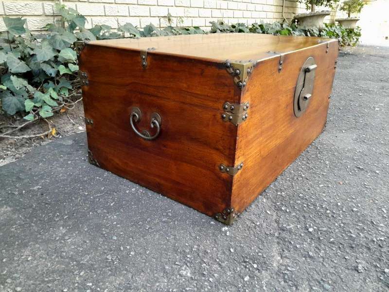A 19th Century Chinese Brass Chest with Brass Handles