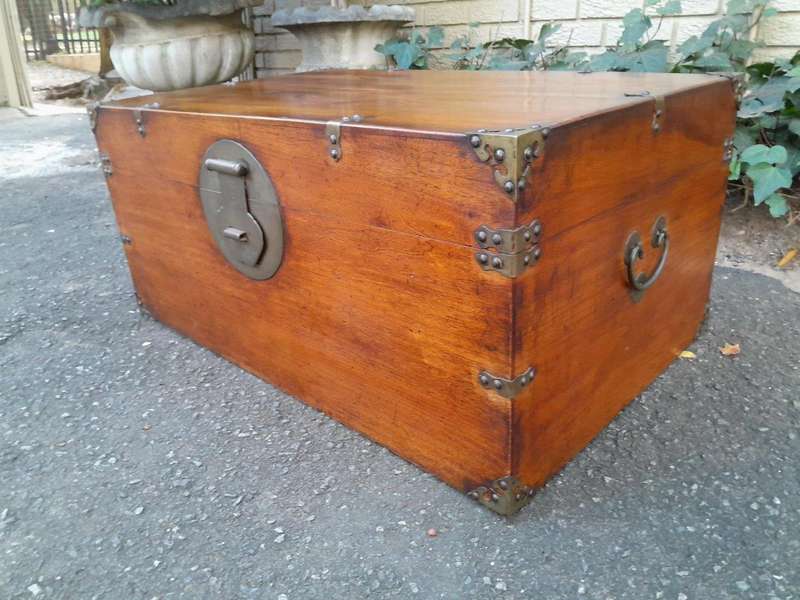 A 19th Century Chinese Brass Chest with Brass Handles