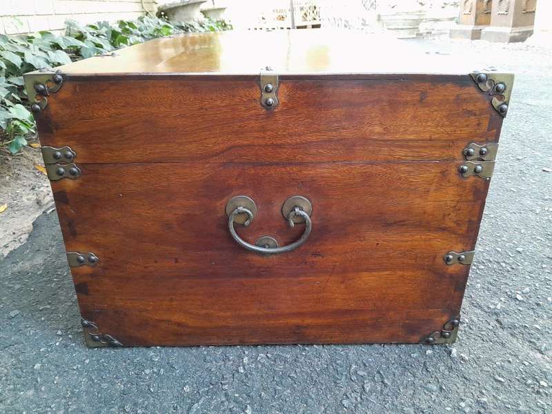 A 19th Century Chinese Brass Chest with Brass Handles