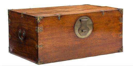 A 19th Century Chinese Brass Chest with Brass Handles