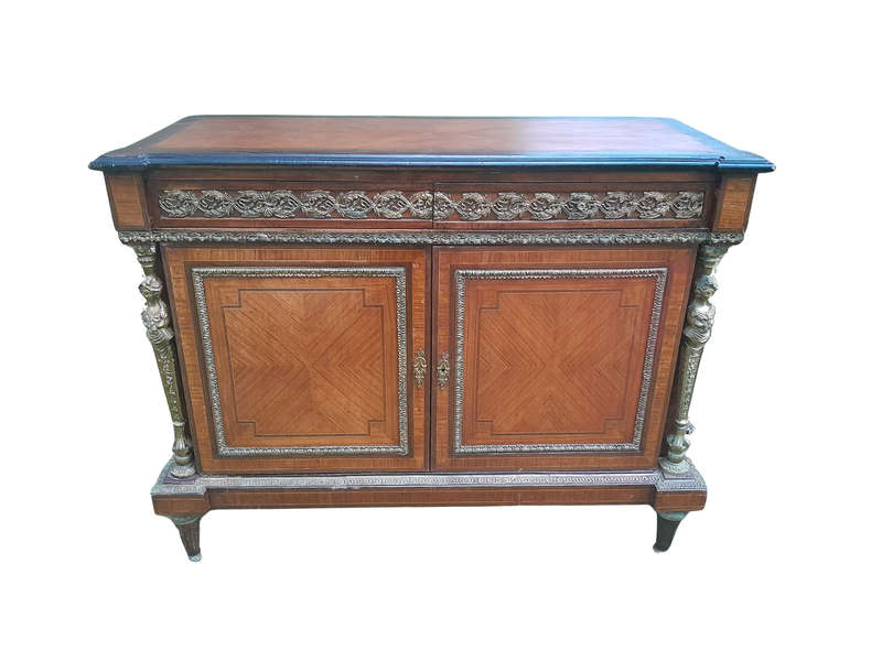 A 20th Century French Style Mahogany & Walnut Server  /  Sideboard  /  Cabinet  /  Drinks Table w...
