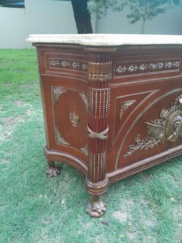 A 20th Century Rare Pair of Mahogany Server  /  Sideboards  /  Cabinets with Ormolu Mounts and Cr...