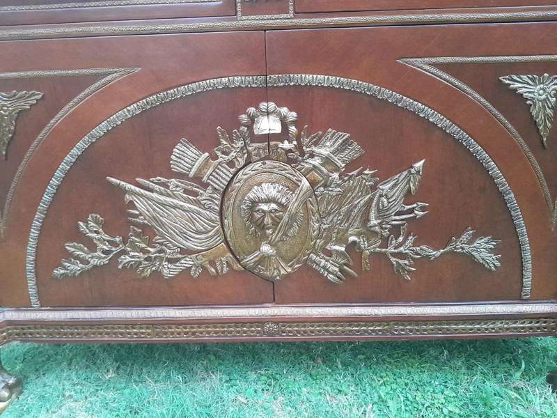 A 20th Century Rare Pair of Mahogany Server  /  Sideboards  /  Cabinets with Ormolu Mounts and Cr...