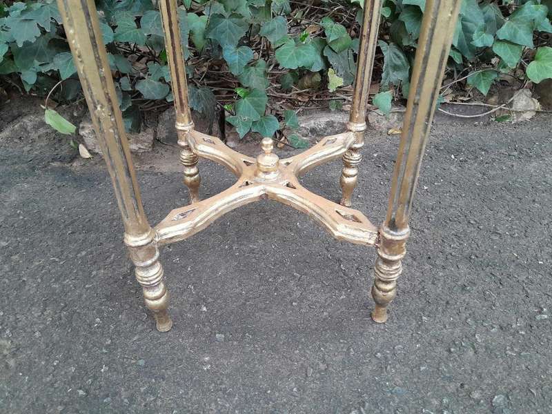 A 20th Century French Style Carved and Hand Gilded Side Table with Marble Top