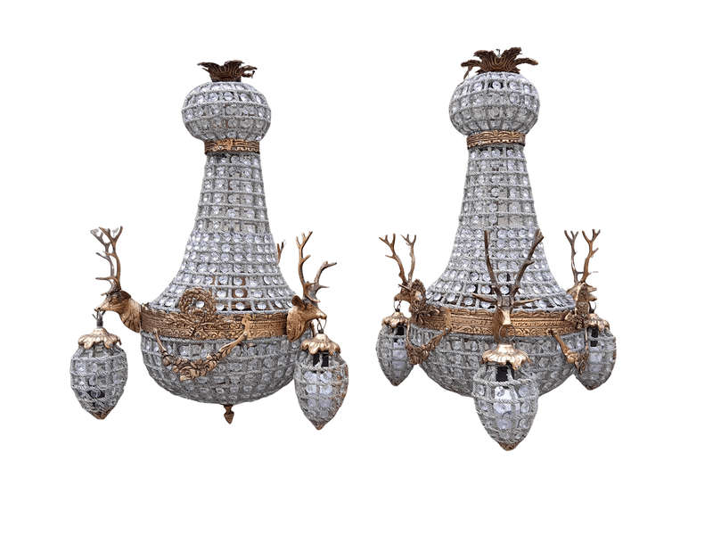 A French Empire Style Pair of Chandeliers