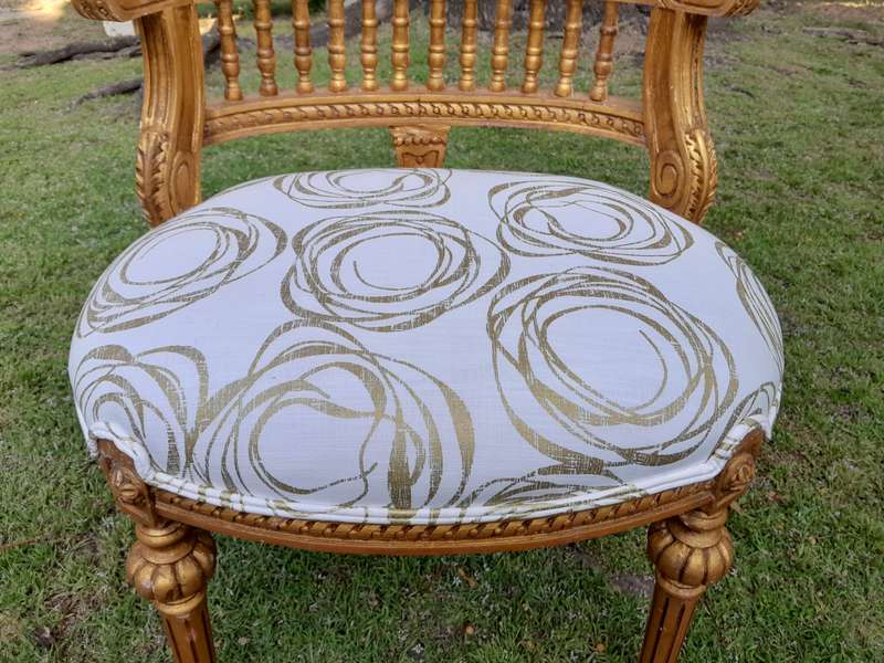 A Pair of French Louis XVI Style Curved Back Vanity Chairs / Accent Stools / Side Chairs / Stools...