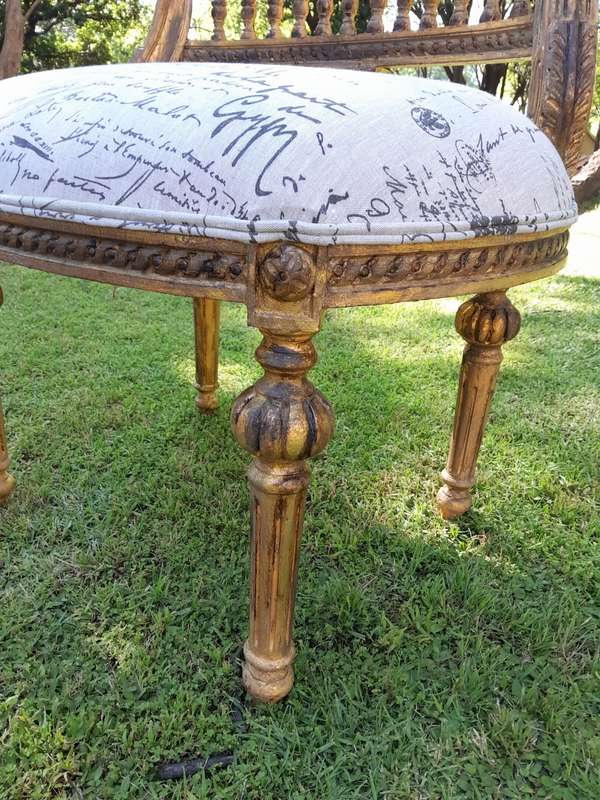 A Pair of French Louis XVI Style Curved Back Vanity Chairs / Accent Stools / Side Chairs / Stools...