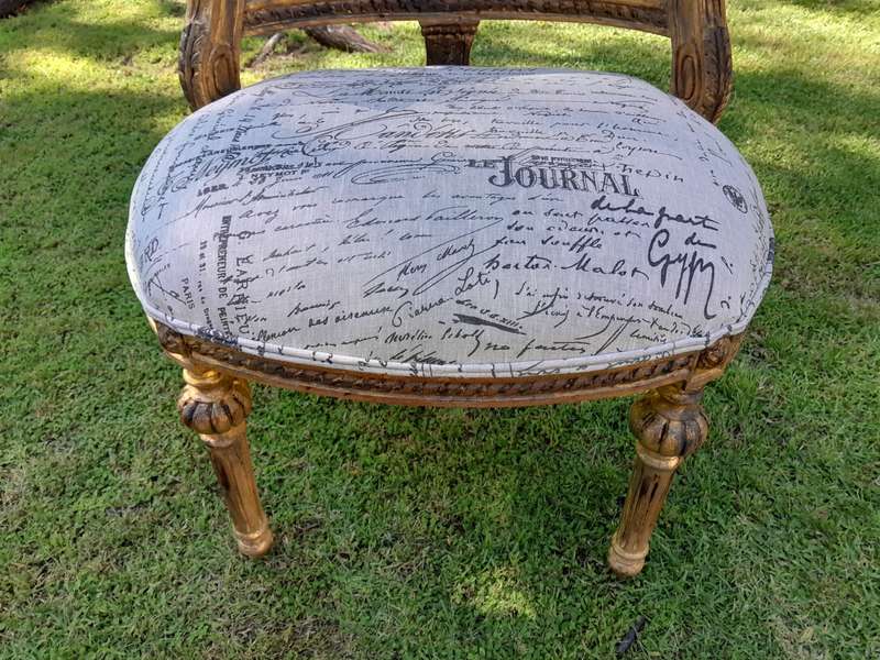 A Pair of French Louis XVI Style Curved Back Vanity Chairs / Accent Stools / Side Chairs / Stools...