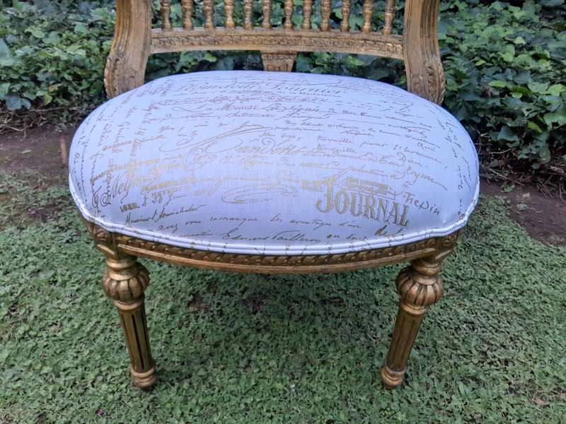 A Pair of French Louis XVI Style Curved Back Vanity Chairs / Accent Stools / Side Chairs / Stools...