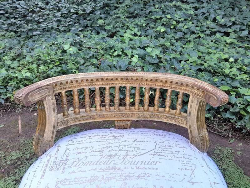 A Pair of French Louis XVI Style Curved Back Vanity Chairs / Accent Stools / Side Chairs / Stools...