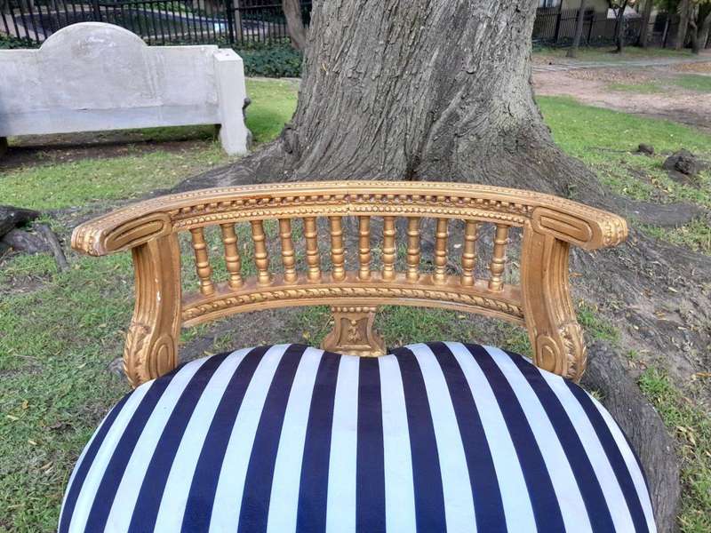 A Pair of French Louis XVI Style Curved Back Vanity Chairs / Accent Stools / Side Chairs / Stools...